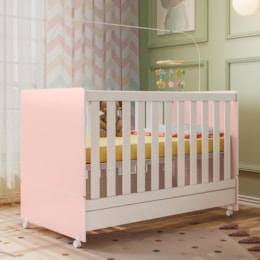 Berço Mini Cama Encanto Rosê/Branco com Colchão Supreme - Peternella Móveis Berço Mini Cama Encanto Rosê/Branco com Colchão Supreme - Peternella Móveis
