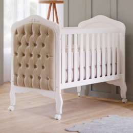 Berço Mini Cama Harmonia Branco com Capitonê e Colchão Physical - Permóbili Baby