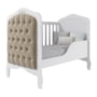 Berço Mini Cama Harmonia Branco com Capitonê e Colchão Physical - Permóbili Baby