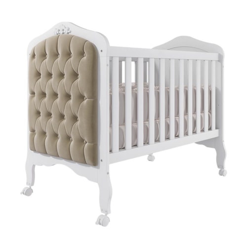 Berço Mini Cama Harmonia Branco com Capitonê - Permóbili Baby