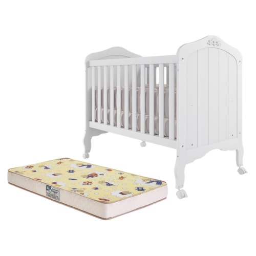 Berço Mini Cama Harmonia Branco com Colchão Supreme - Permóbili Baby