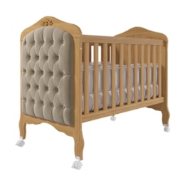 Berço Mini Cama Harmonia Nature/Branco com Capitonê - Permóbili Baby