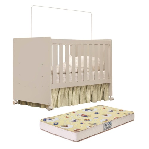 Berço Mini Cama Katatau Flex Areia Fosco com Colchão D18 de 10cm - Reller Móveis