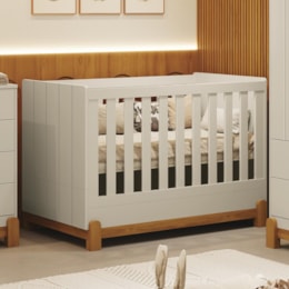 Berço Mini Cama Lotus Frisado Areia Fosco com Colchão Baby Physical - Reller Móveis