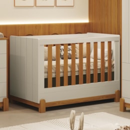 Berço Mini Cama Lotus Frisado Areia Fosco/Savana com Colchão Baby Physical - Reller Móveis