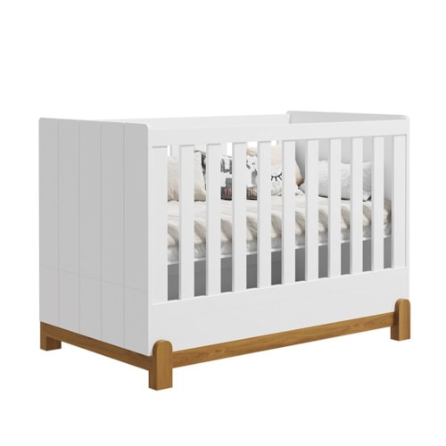 Berço Mini Cama Lotus Frisado Branco Fosco - Reller Móveis