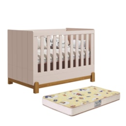 Berço Mini Cama Lotus Frisado Rosa Fosco com Colchão Supreme - Reller Móveis Berço Mini Cama Lotus Frisado Rosa Fosco com Colchão Supreme - Reller Móveis