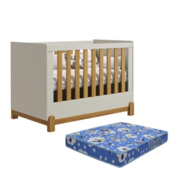 Berço Mini Cama Lotus Liso Areia Fosco/Savana com Colchão Baby Physical - Reller Móveis