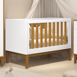 Berço Mini Cama Noah Classic Branco/Savana Pés Amadeirado com Colchão Baby Physical - Reller Móveis Berço Mini Cama Noah Classic Branco/Savana Pés Amadeirado com Colchão Baby Physical - Reller Móveis
