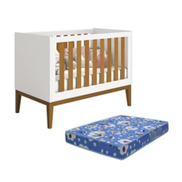 Berço Mini Cama Noah Classic Branco/Savana Pés Amadeirado com Colchão Baby Physical - Reller Móveis Berço Mini Cama Noah Classic Branco/Savana Pés Amadeirado com Colchão Baby Physical - Reller Móveis