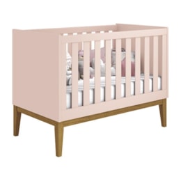 Berço Mini Cama Noah Classic Rosa Fosco Pés Amadeirado com Colchão Baby Physical - Reller Móveis Berço Mini Cama Noah Classic Rosa Fosco Pés Amadeirado com Colchão Baby Physical - Reller Móveis