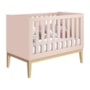 Berço Mini Cama Noah Classic Rosa Fosco Pés Madeira Natural com Colchão Baby Physical - Reller Móveis