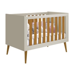 Berço Mini Cama Noah Retrô Areia/Savana com Pés Amadeirado - Reller Móveis Berço Mini Cama Noah Retrô Areia/Savana com Pés Amadeirado - Reller Móveis