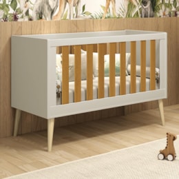 Berço Mini Cama Noah Retrô Areia/Savana com Pés Madeira Natural - Reller Móveis Berço Mini Cama Noah Retrô Areia/Savana com Pés Madeira Natural - Reller Móveis