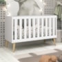 Berço Mini Cama Noah Retrô Branco Fosco com Pés Madeira Natural e Colchão Supreme - Reller Móveis