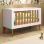 Berço Mini Cama Noah Retrô Branco/Savana com Pés Amadeirado e Colchão Supreme - Reller Móveis
