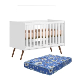 Berço Mini Cama Q Encanto Retrô Branco Acetinado com Colchão Baby Physical - Qmovi Berço Mini Cama Q Encanto Retrô Branco Acetinado com Colchão Baby Physical - Qmovi