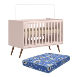 Berço Mini Cama Q Encanto Retrô Rosa com Colchão Baby Physical - Qmovi Berço Mini Cama Q Encanto Retrô Rosa com Colchão Baby Physical - Qmovi