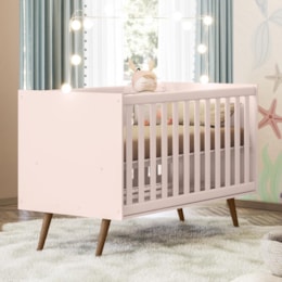 Berço Mini Cama Q Encanto Retrô Rosa - Qmovi Berço Mini Cama Q Encanto Retrô Rosa - Qmovi