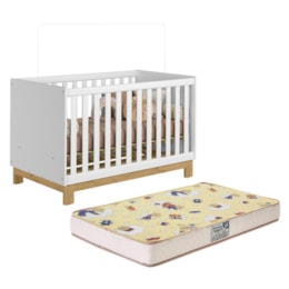 Berço Mini Cama Q Encanto Slim Branco Acetinado com Colchão Supreme - Qmovi Berço Mini Cama Q Encanto Slim Branco Acetinado com Colchão Supreme - Qmovi