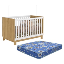 Berço Mini Cama Q Encanto Slim Freijó/Branco Acetinado com Colchão Baby Physical - Qmovi Berço Mini Cama Q Encanto Slim Freijó/Branco Acetinado com Colchão Baby Physical - Qmovi