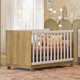 Berço Mini Cama Q Encanto Slim Freijó/Branco Acetinado com Colchão Supreme - Qmovi Berço Mini Cama Q Encanto Slim Freijó/Branco Acetinado com Colchão Supreme - Qmovi