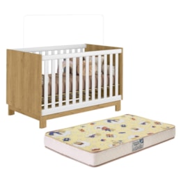 Berço Mini Cama Q Encanto Slim Freijó/Branco Acetinado com Colchão Supreme - Qmovi Berço Mini Cama Q Encanto Slim Freijó/Branco Acetinado com Colchão Supreme - Qmovi