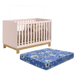 Berço Mini Cama Q Encanto Slim Rosa Acetinado com Colchão Baby Physical - Qmovi Berço Mini Cama Q Encanto Slim Rosa Acetinado com Colchão Baby Physical - Qmovi