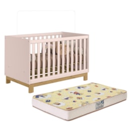 Berço Mini Cama Q Encanto Slim Rosa Acetinado com Colchão Supreme - Qmovi Berço Mini Cama Q Encanto Slim Rosa Acetinado com Colchão Supreme - Qmovi