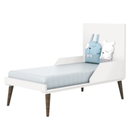 Berço Mini Cama Theo Branco Fosco com Pés Amadeirado - Reller Móveis