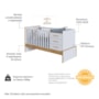 Berço Multifuncional Beni 4 em 1 Branco Brilho/Amêndoa com 3 Gavetas e Colchão Baby Physical - Móveis Peroba