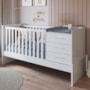 Berço Multifuncional Beni 4 em 1 Branco Brilho com 3 Gavetas e Colchão Baby Physical - Móveis Peroba