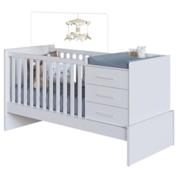 Berço Multifuncional Beni 4 em 1 com 3 Gavetas Branco Brilho - Móveis Peroba Berço Multifuncional Beni 4 em 1 com 3 Gavetas Branco Brilho - Móveis Peroba