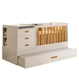 Berço Multifuncional Luna com Cama Auxiliar Areia Fosco/Savana e Colchões Supreme - Reller Móveis Berço Multifuncional Luna com Cama Auxiliar Areia Fosco/Savana e Colchões Supreme - Reller Móveis