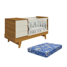 Berço Multifuncional Prince Areia/Savana com Colchão D18 - Reller Móveis Berço Multifuncional Prince Areia/Savana com Colchão D18 - Reller Móveis