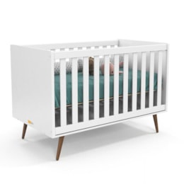 Berço Retrô Branco com Colchão Supreme - Matic Móveis   Berço Retrô Branco com Colchão Supreme - Matic Móveis