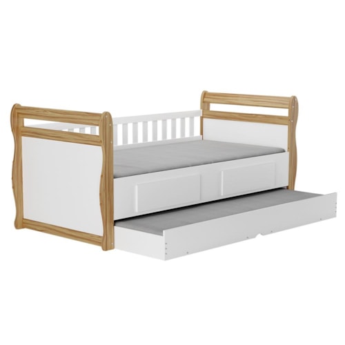 Bicama Infantil Solteiro Maria Branco Brilho/Amêndoa com Colchões Light D33 - Móveis Peroba