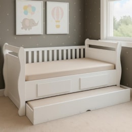 Bicama Infantil Solteiro Maria Branco Brilho com Colchões Light D33 - Móveis Peroba
