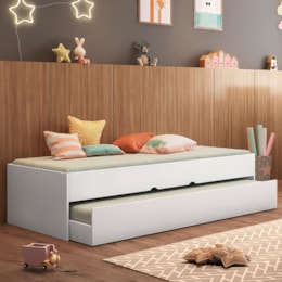 Bicama Solteiro Chiara Branco com Colchões Supreme D33 - Phoenix Baby   Bicama Solteiro Chiara Branco com Colchões Supreme D33 - Phoenix Baby