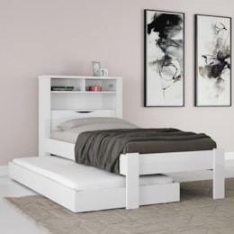 Bicama Solteiro Invicta com Baú Branco - PR Móveis Bicama Solteiro Invicta com Baú Branco - PR Móveis