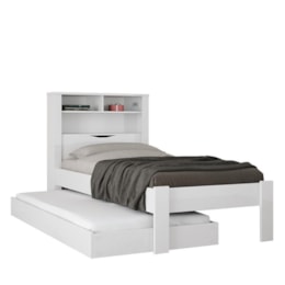 Bicama Solteiro Invicta com Baú Branco - PR Móveis Bicama Solteiro Invicta com Baú Branco - PR Móveis