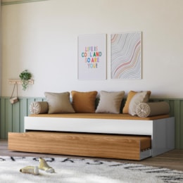 Bicama Solteiro Ônix Flex Nature/Branco com Colchões Physical D20 - Peternella Móveis Bicama Solteiro Ônix Flex Nature/Branco com Colchões Physical D20 - Peternella Móveis