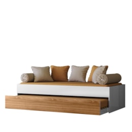 Bicama Solteiro Ônix Flex Nature/Branco com Colchões Physical D20 - Peternella Móveis Bicama Solteiro Ônix Flex Nature/Branco com Colchões Physical D20 - Peternella Móveis