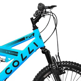 Bicicleta GPS Aro 20 Aero 21 Marchas Freios V-Brake em Aço Carbono Azul Champanhe - Colli Bike