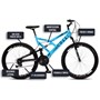 Bicicleta GPS Aro 26 Aero 21 Marchas Freios V-Brake em Aço Carbono Azul Champanhe - Colli Bike