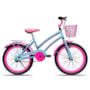 Bicicleta Infantil Celina Aro 20 Freio V-Brake Nylon Azul Champanhe com Cestinha - Colli Bike