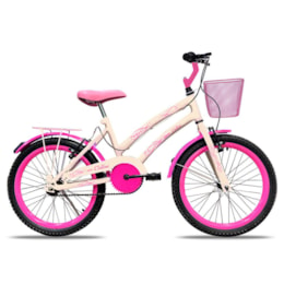 Bicicleta Infantil Celina Aro 20 Freio V-Brake Nylon Bege com Cestinha - Colli Bike