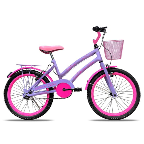 Bicicleta Infantil Celina Aro 20 Freio V-Brake Nylon Lilás com Cestinha - Colli Bike