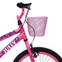 Bicicleta Jully Aro 20 Quadro 20 Aço Carbono Freios V-Brake Guidão Downhill com Cestinha Rosa Neon - Colli Bike