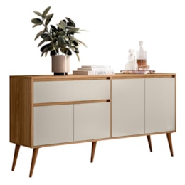 Buffet Aparador 4 Portas e 1 Gaveta Ravi Nature/Off White - Peternella Móveis Buffet Aparador 4 Portas e 1 Gaveta Ravi Nature/Off White - Peternella Móveis